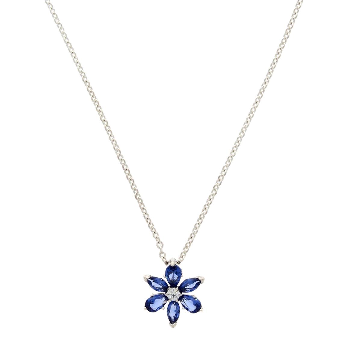 Sterling Silver Blue Herbarium Cluster Pendant Necklace main product photo