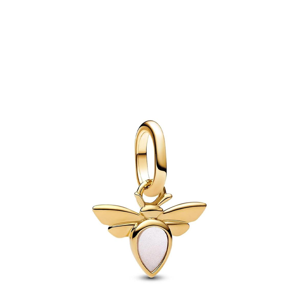 14K Gold Plating White Bee Mini Dangle Charm main product photo