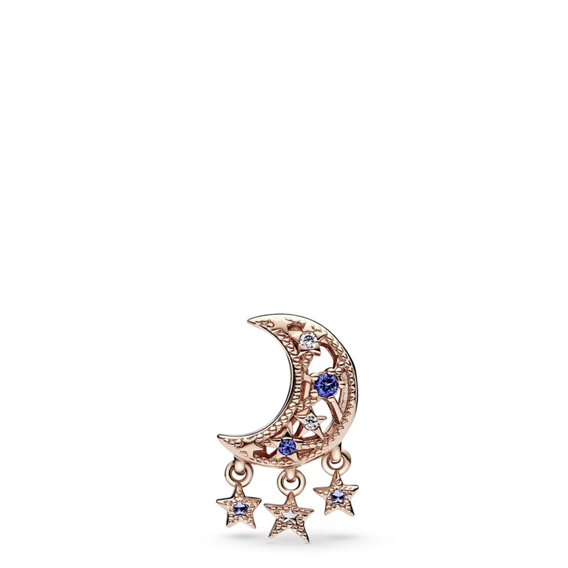 14K Rose Gold Plating Star & Crescent Moon Mixed Gemstones Charm main product photo