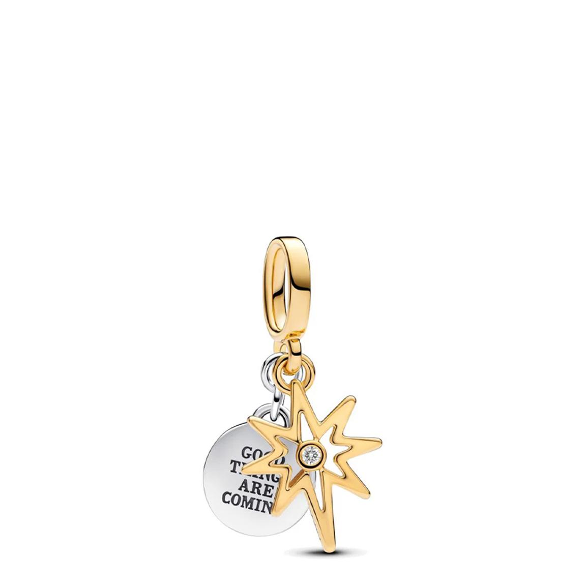Gold & Silver Engravable North Star Lab-Grown Diamond Dangle Charm main product photo