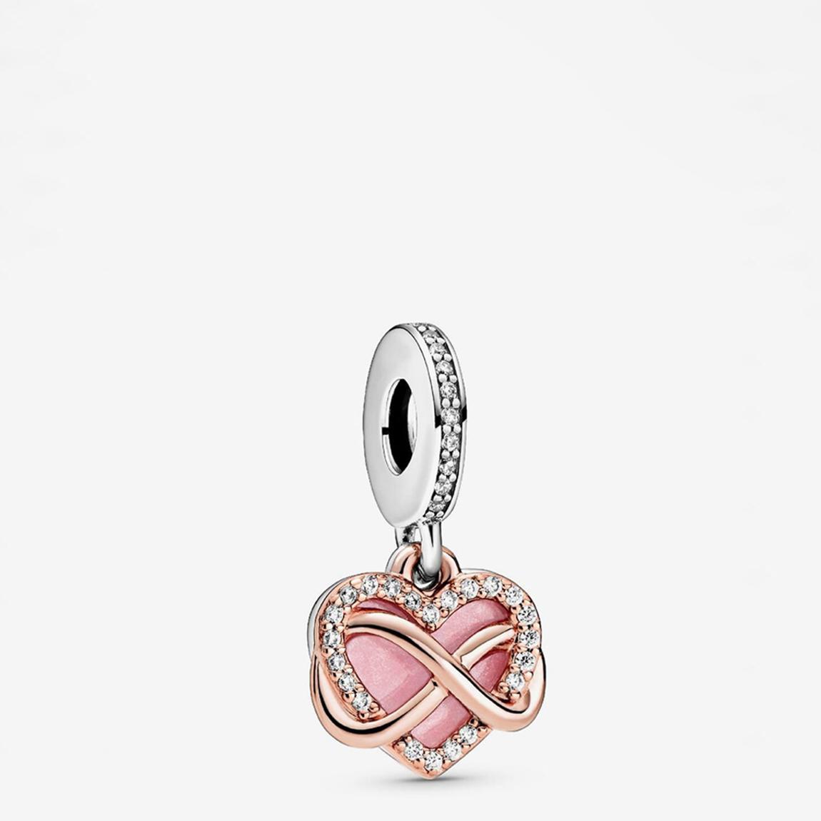 Sterling Silver & 14K Rose Gold Plating Infinity Heart Pink Dangle Charm main product photo