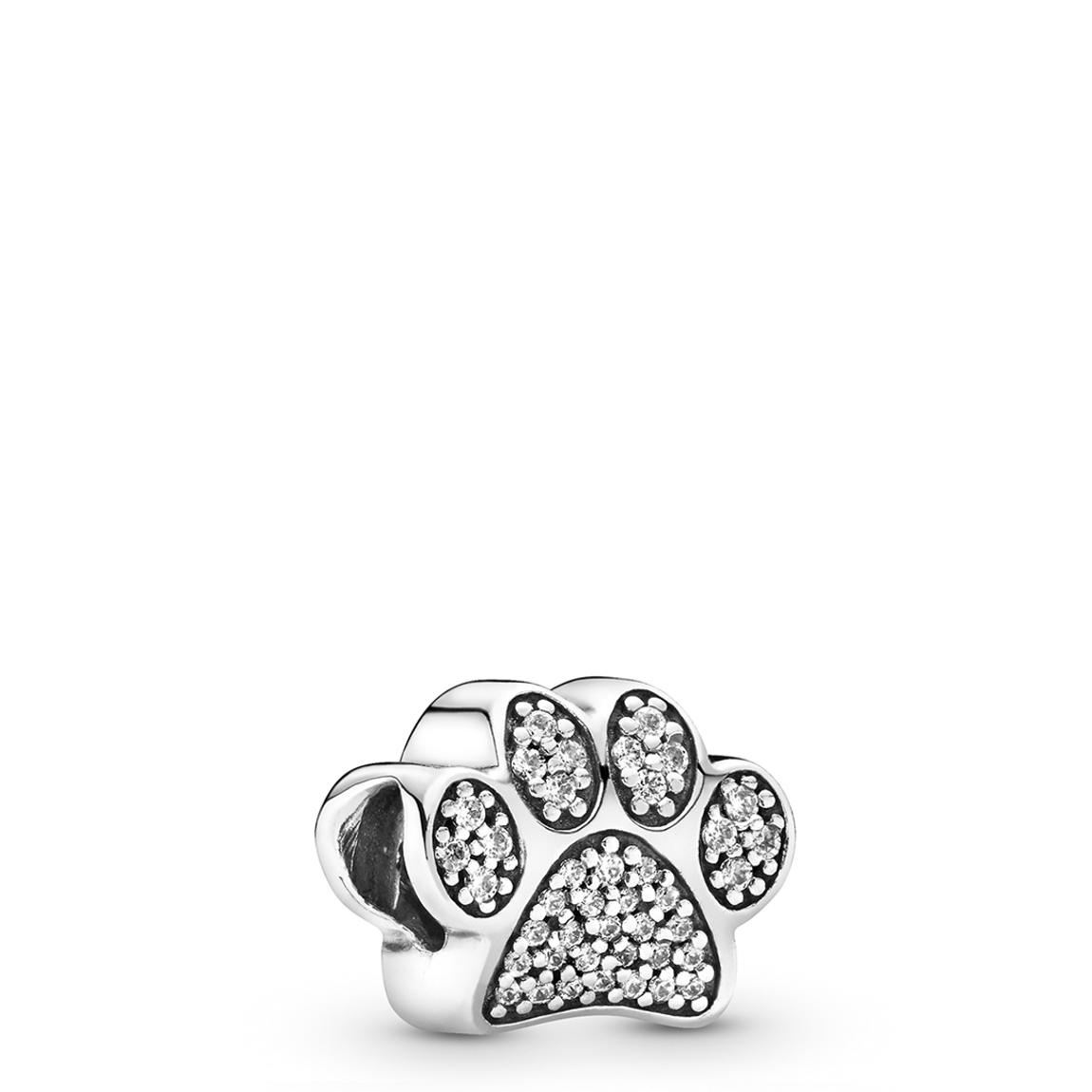 Sterling Silver Sparkling Paw Print Charm main product photo