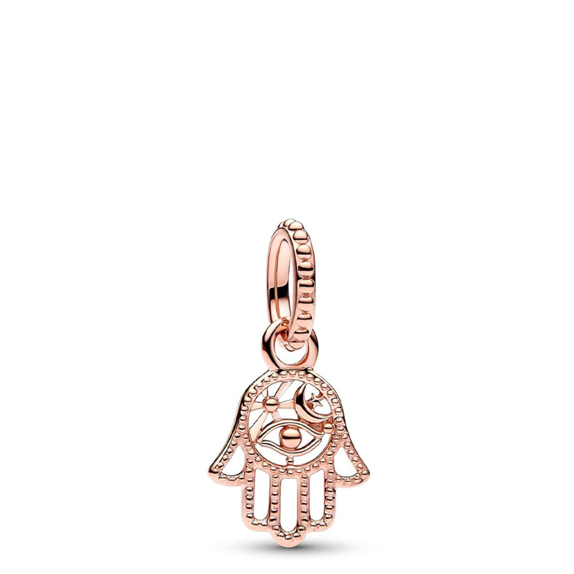 14K Rose Gold Plating Protective Hamsa Hand Dangle Charm main product photo