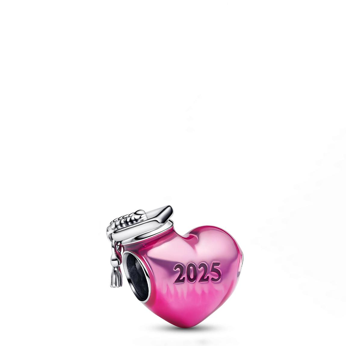 Sterling Silver Pink Graduation 2025 Heart Charm main product photo