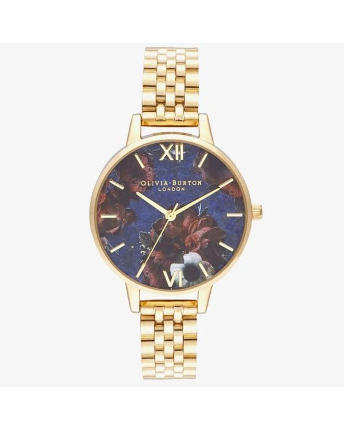 Midi Dial Floral Watch Gold Bracelet Navy Floral Wo Watches main product photo