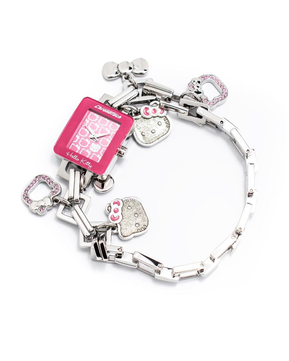 Hello Kitty Charm Watch Pink Square Face - Silver Watches main product photo