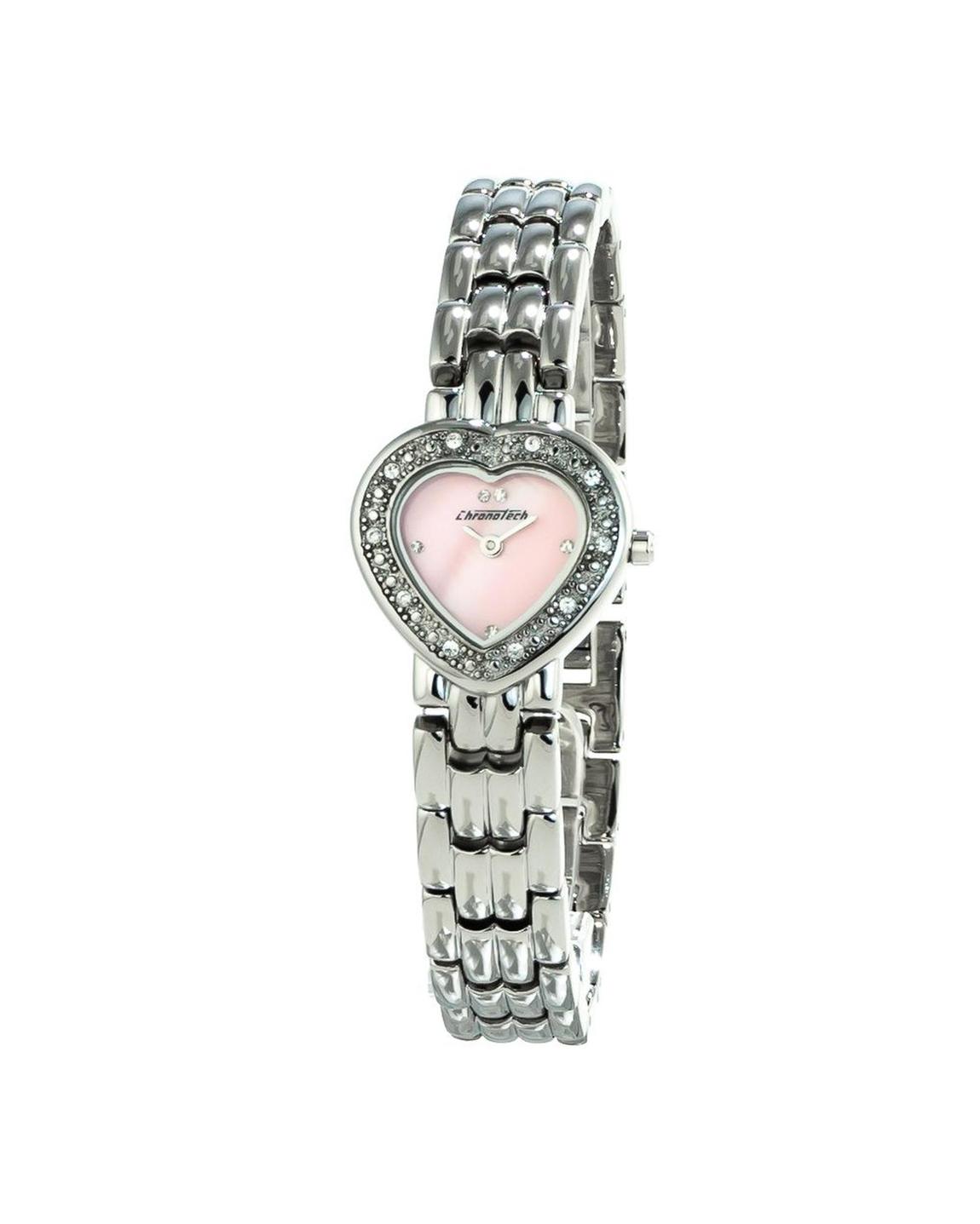 Heart Shaped Dial Analog Watch with Metal Bracelet Wo - Silver main product photo