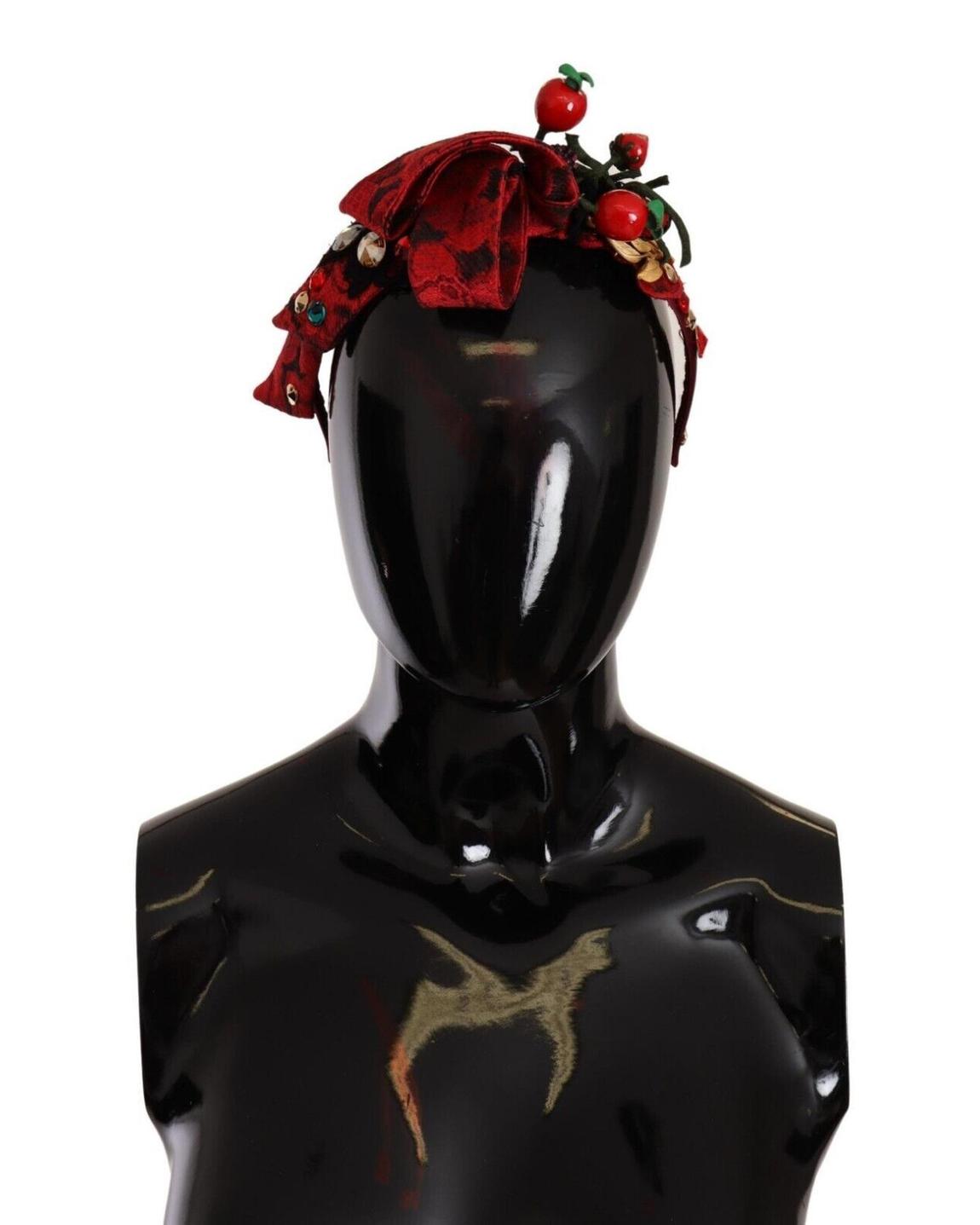 Dolce Gabbana Headband Red Silk Cherry Jewel Wo Hair Accessories main product photo
