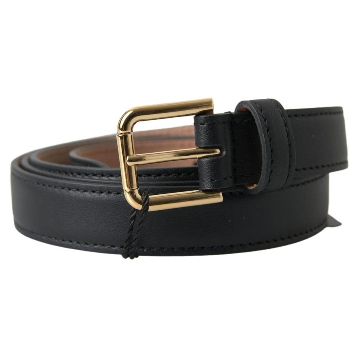 Leather Belt Black Gold Buckle Men main product photo