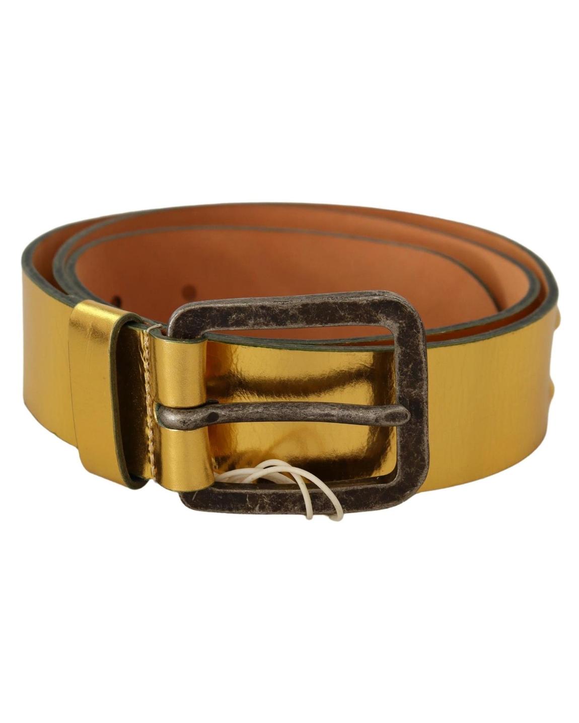 Metallic Leather Belt Gold Buckle main product photo