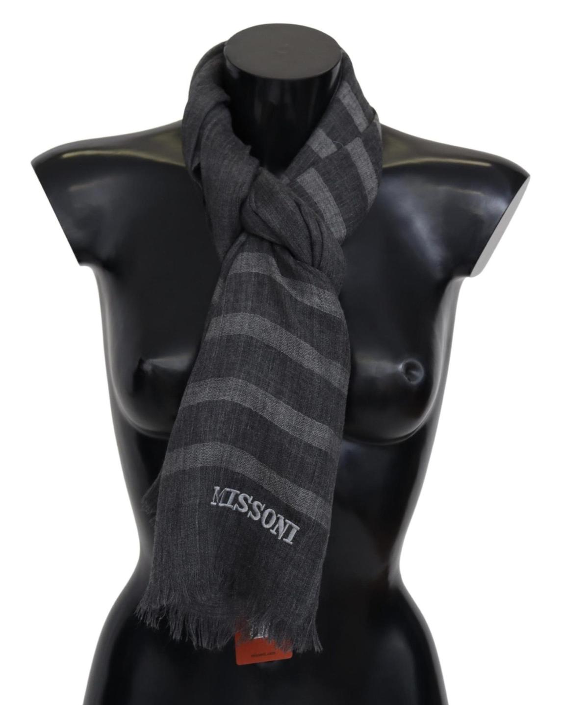 Missoni Scarf Gray Wool Striped Scarves main product photo