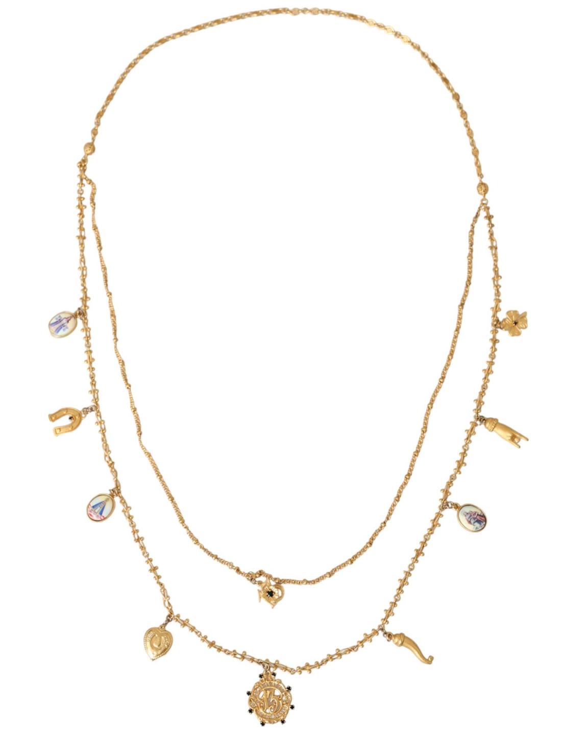 Multi Charms Necklace Goldtone brass Wo main product photo