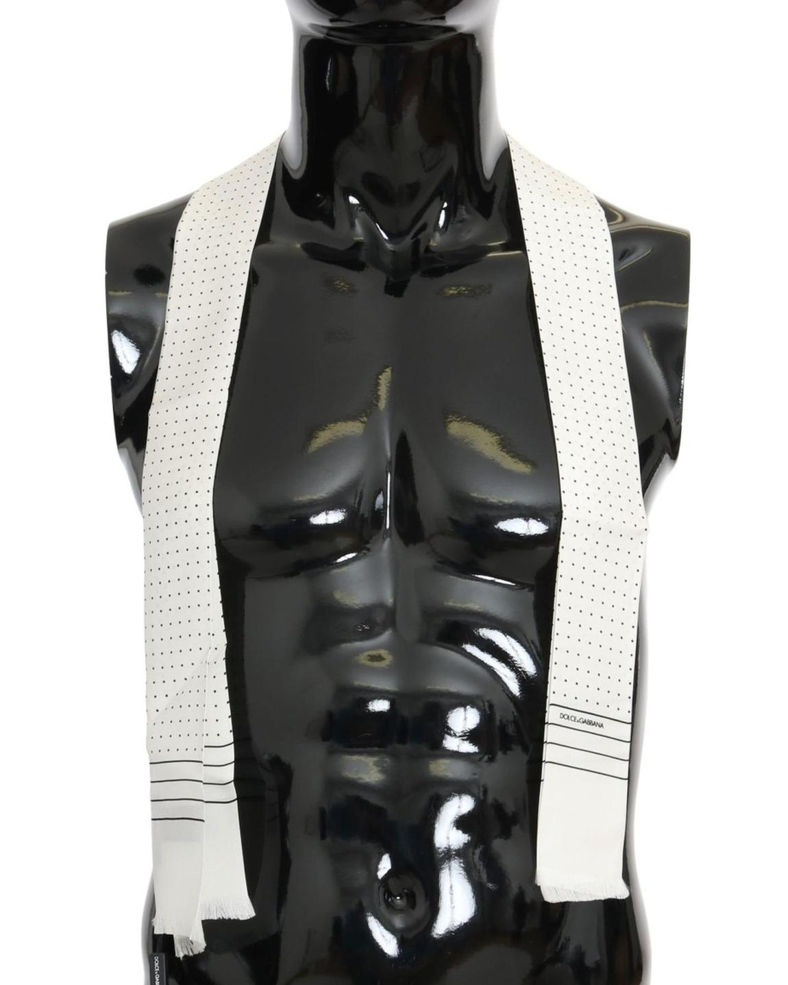 Dolce Gabbana Silk Scarf Polka Dot - Blackwhite Scarves main product photo
