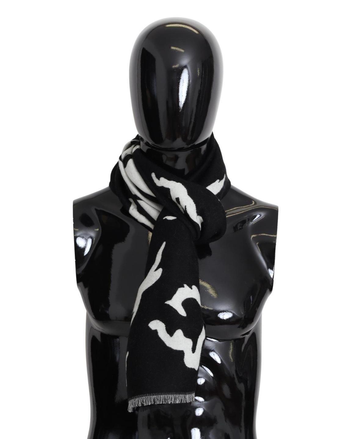 Abstract Print Scarf Black and White Wo - Blackwhite Scarves main product photo