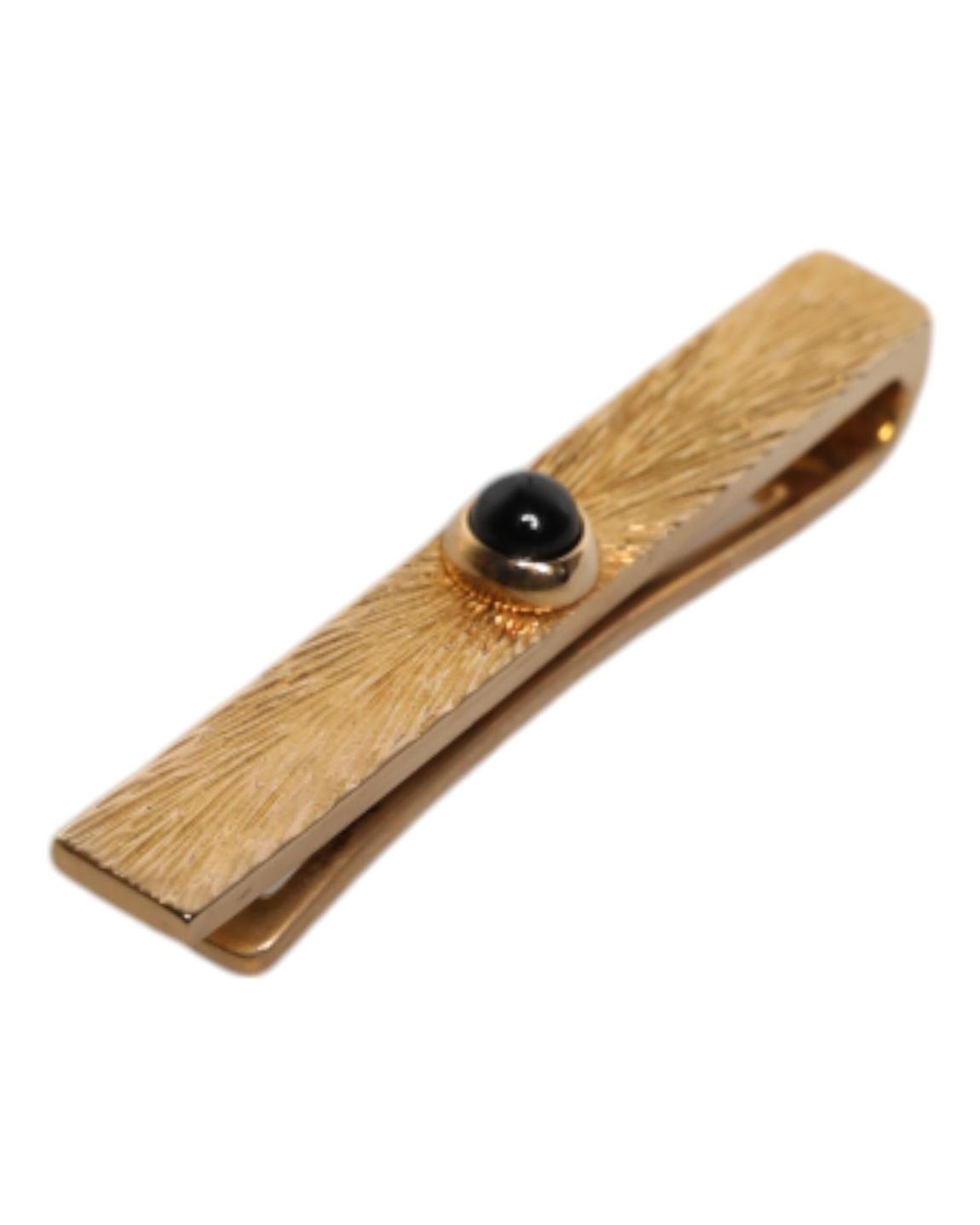 Onyx Tie Clip GoldTone Accents main product photo