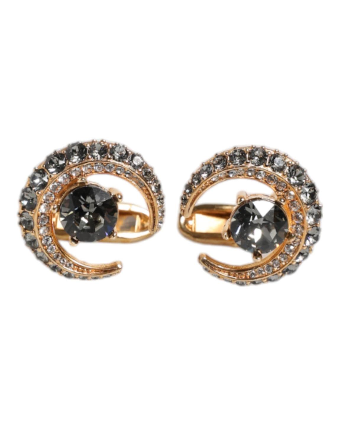 Crescent Moon Crystal Cufflinks - Gold main product photo