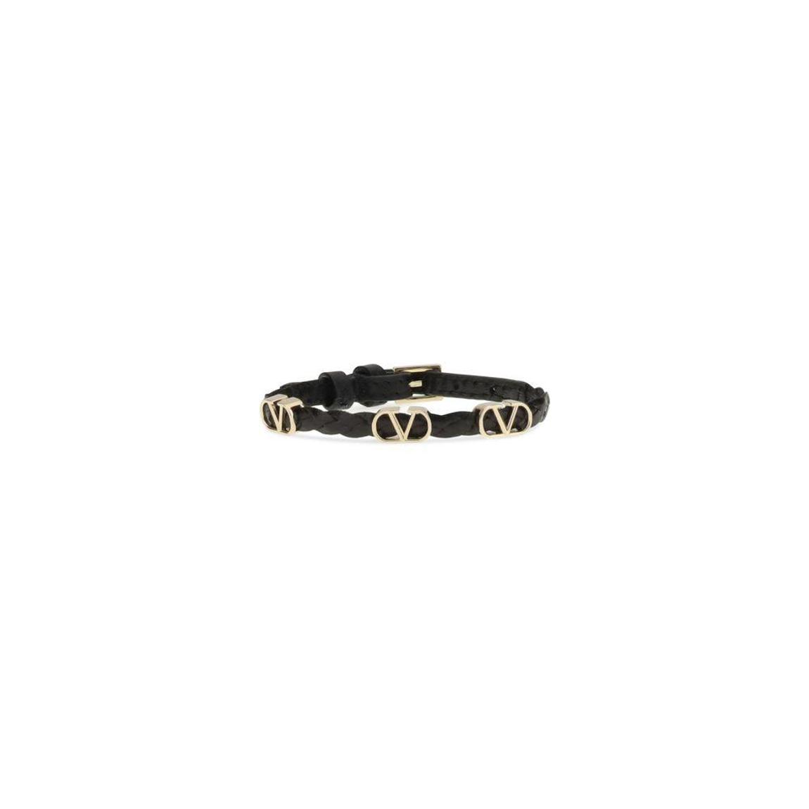 Leather Bracelet w Metal Logo Wo - Black main product photo