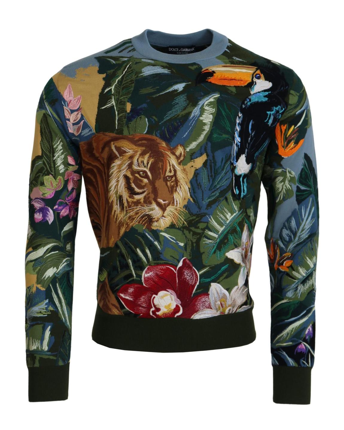 Tiger Toucan Embroidered Sweater- Multicolor main product photo