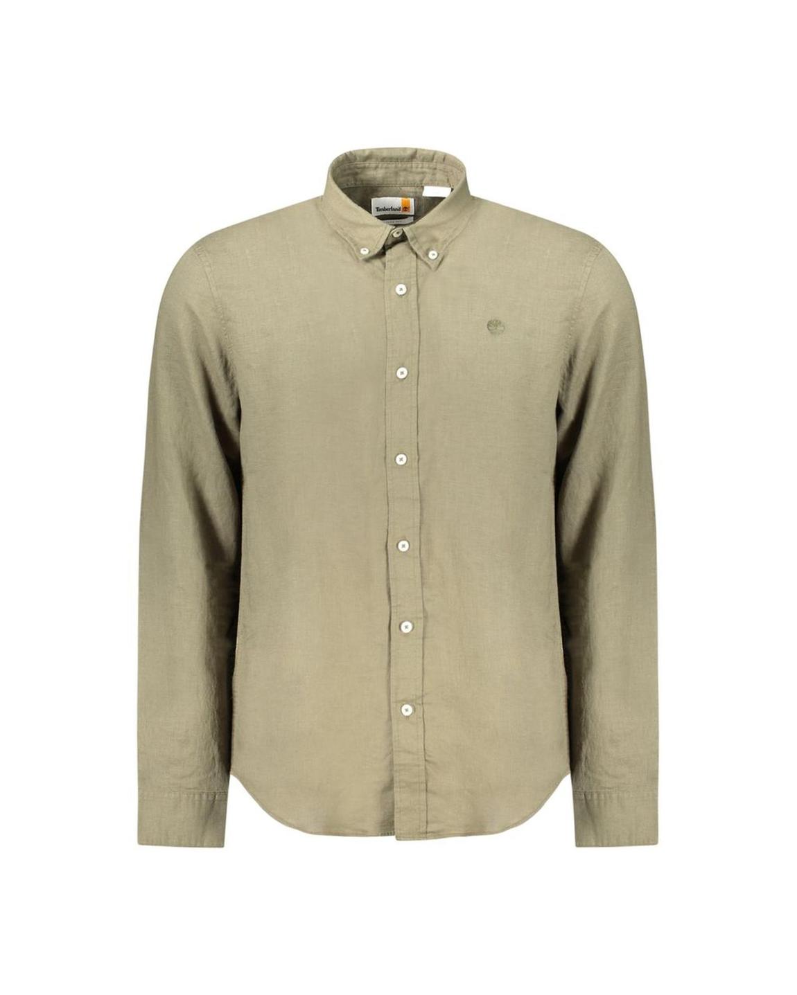 Long Sleeve Linen Shirt Relaxed Fit - Green main product photo