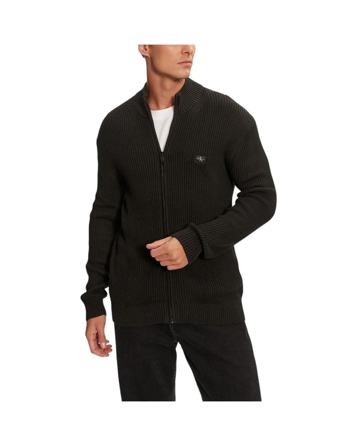 Ribbed ZipUp Cardigan - Black main product photo