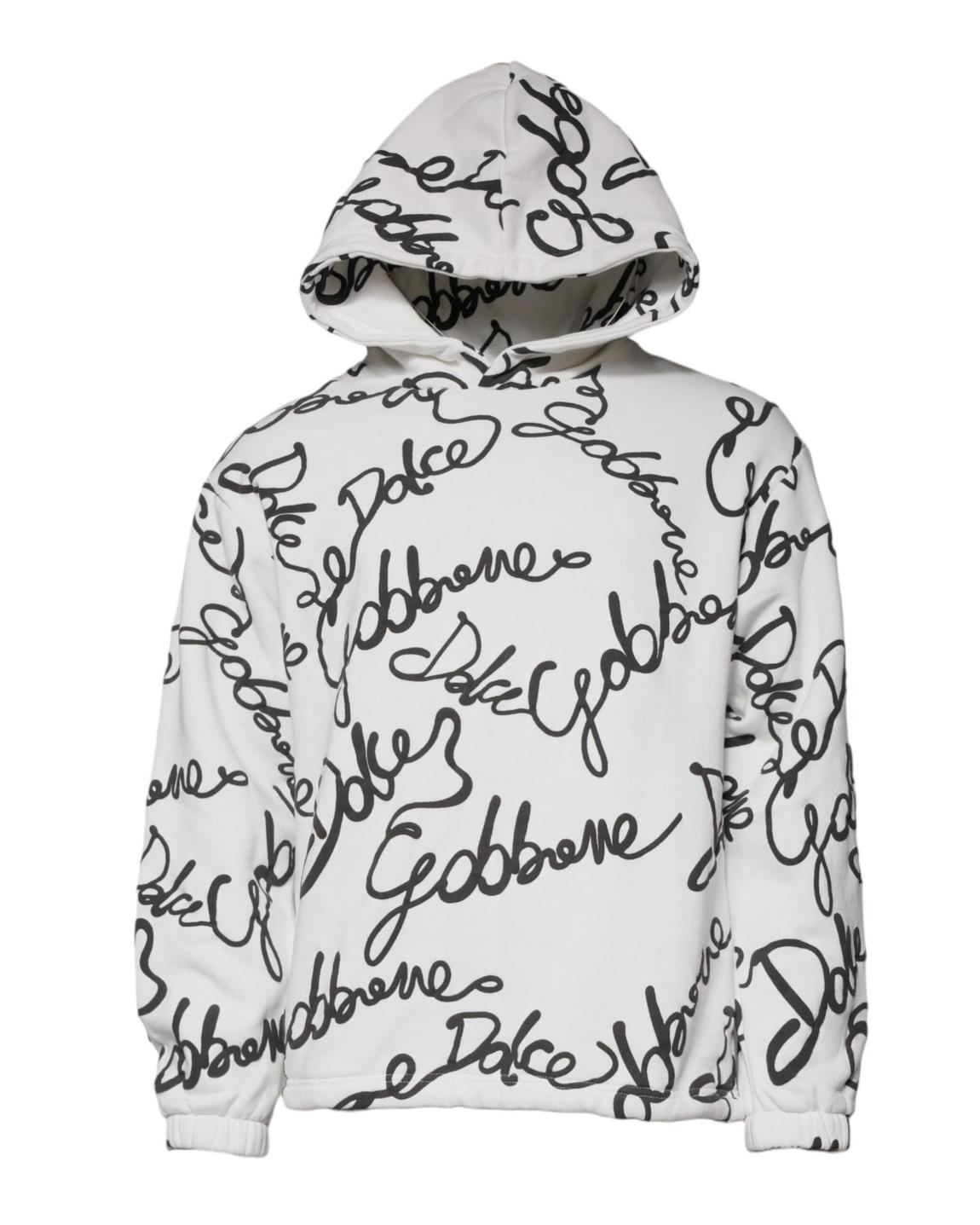 Signature Print Hoodie- White Sweaters main product photo