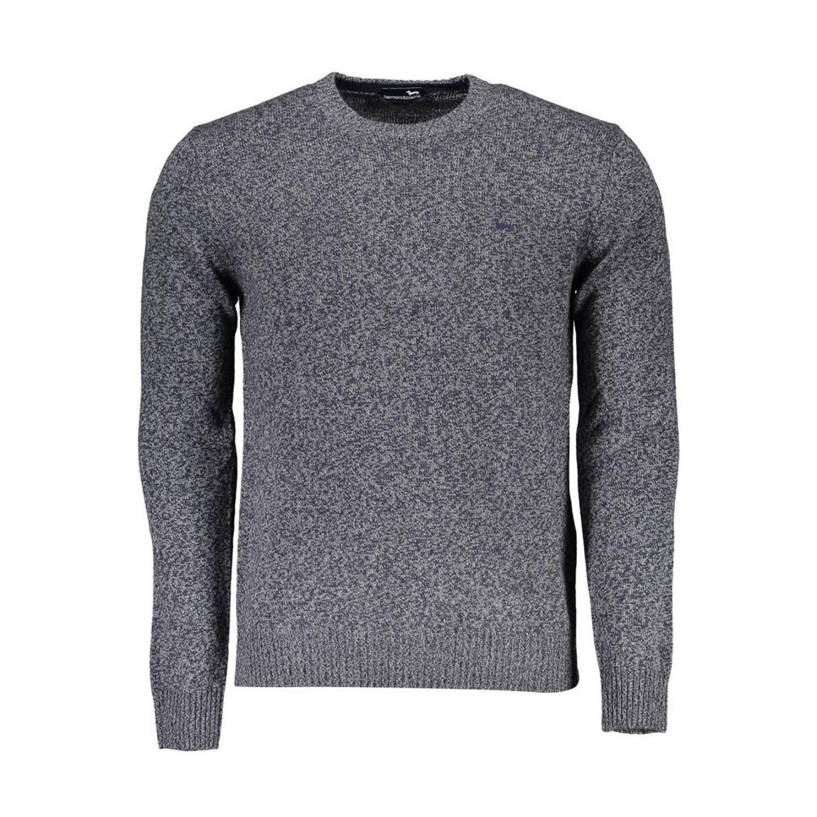 Crew Neck Sweater Melange Knit- Blue main product photo