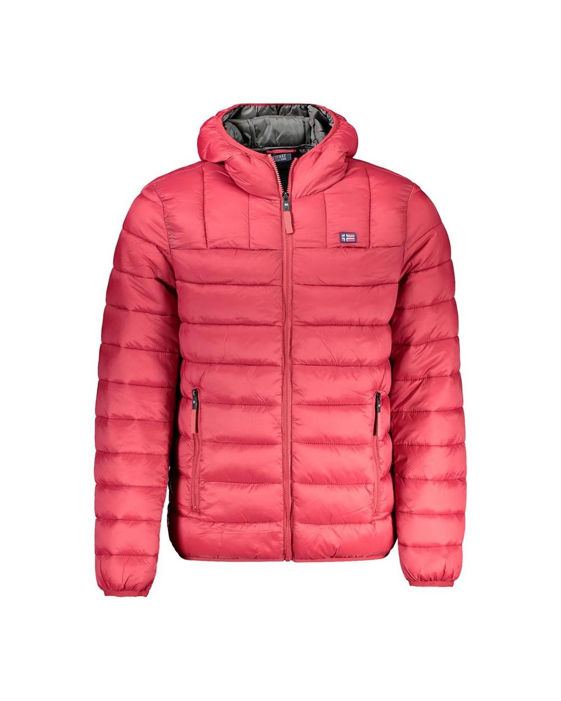 Hooded Padded Jacket Lightweight Packable - Red main product photo