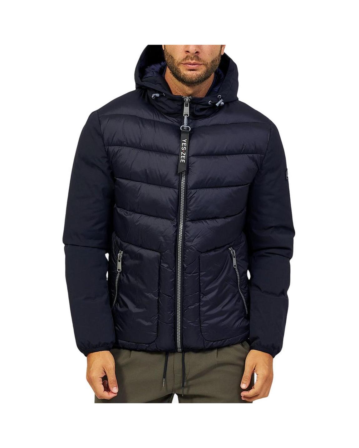Hooded Padded Jacket Quilted Design - Blue main product photo