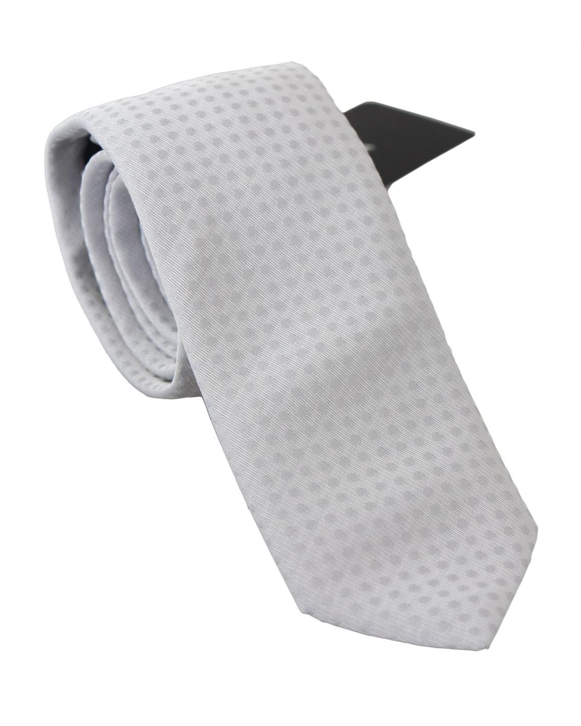 Grey Polka Dot Silk Tie - White main product photo