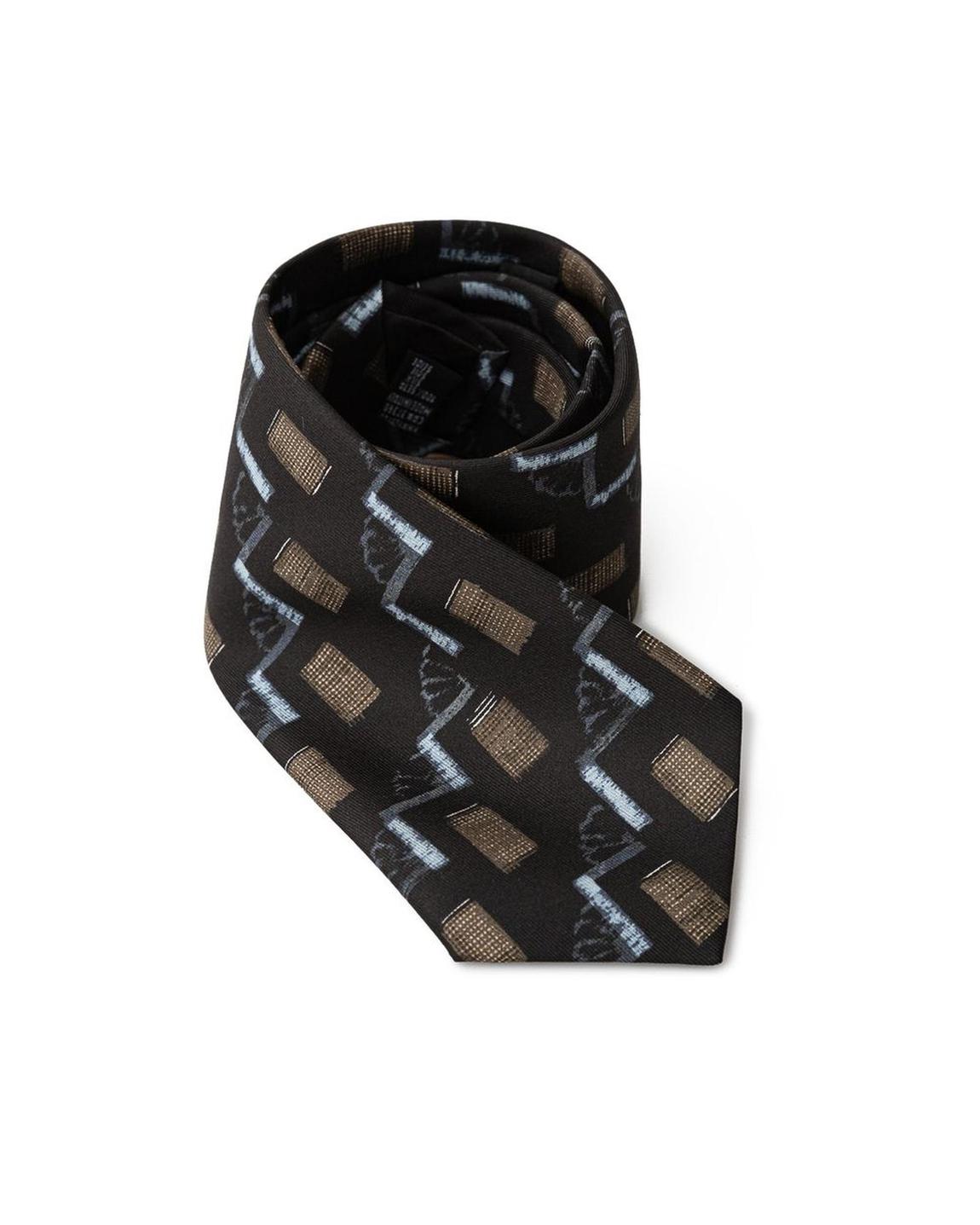 Geometric Pattern Silk Necktie- Black Ties main product photo