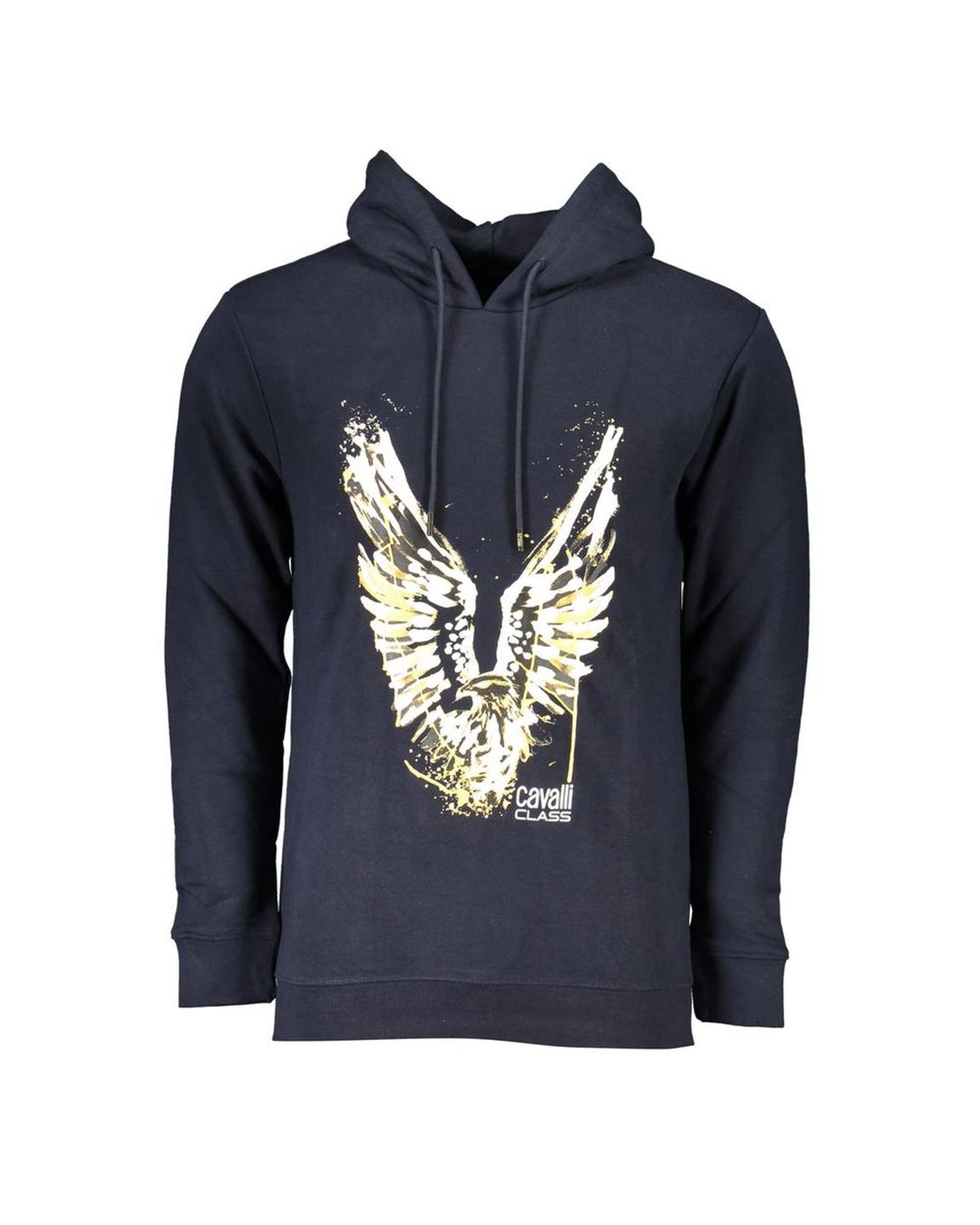Eagle Print Hoodie Casual Long Sleeve- Blue Sweaters main product photo