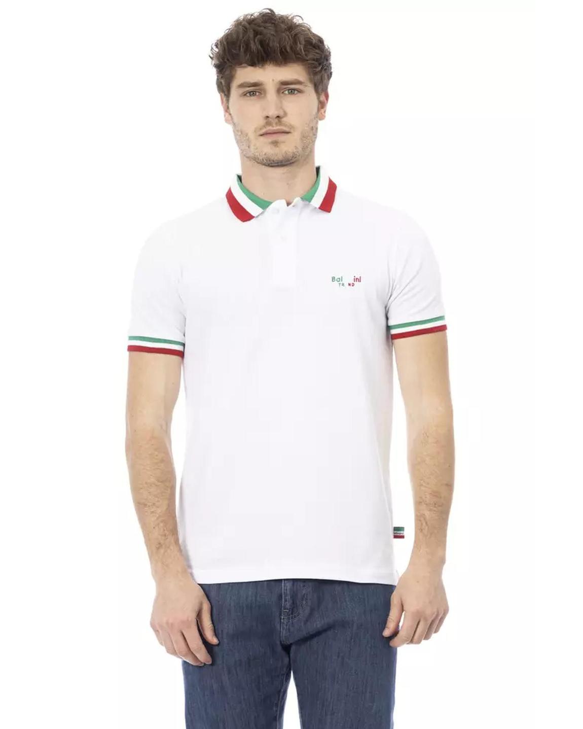 Polo Shirt Tricolor Collar Short Sleeves - White Polos main product photo