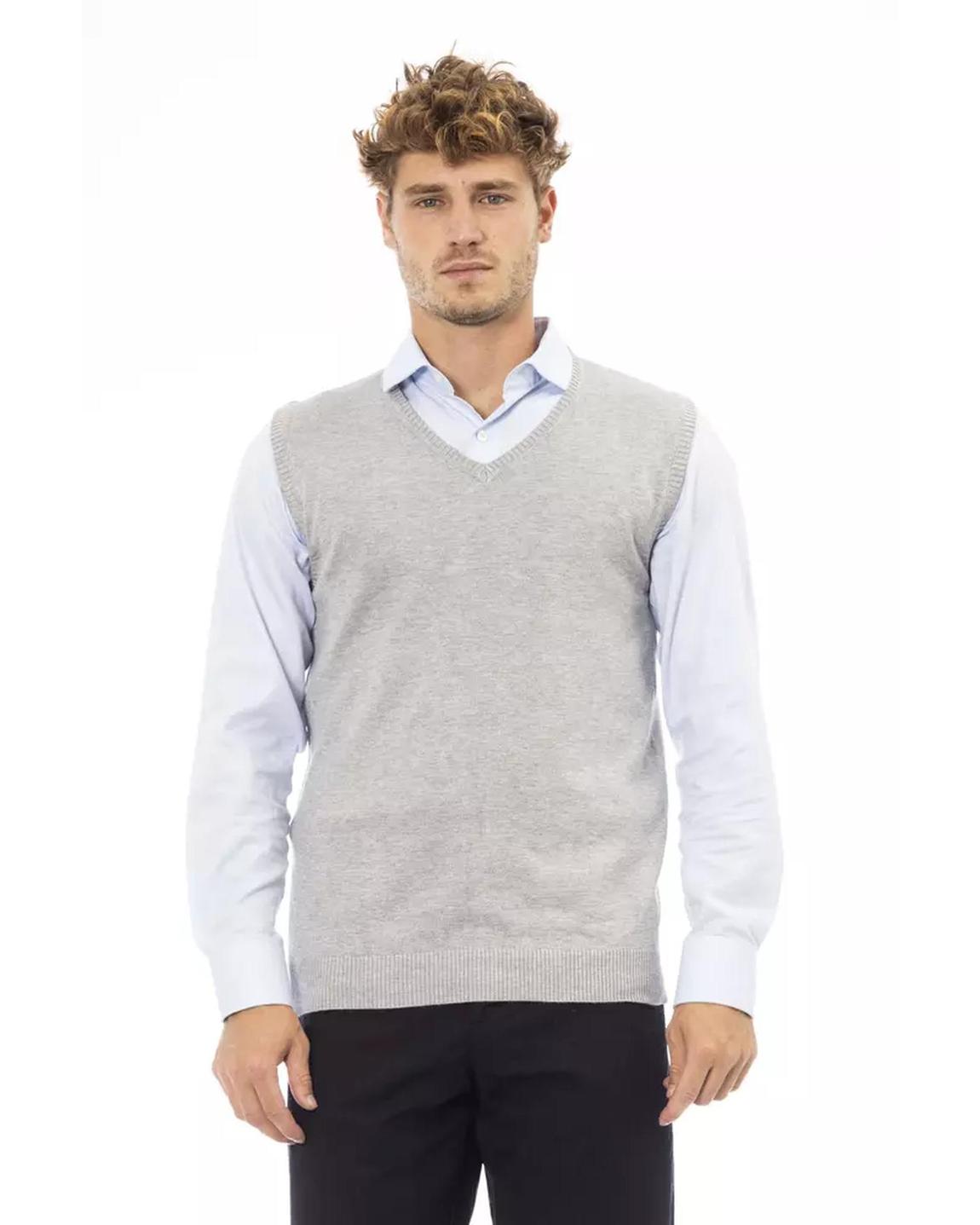 VNeck Cotton Vest AL23584- Gray Jackets main product photo