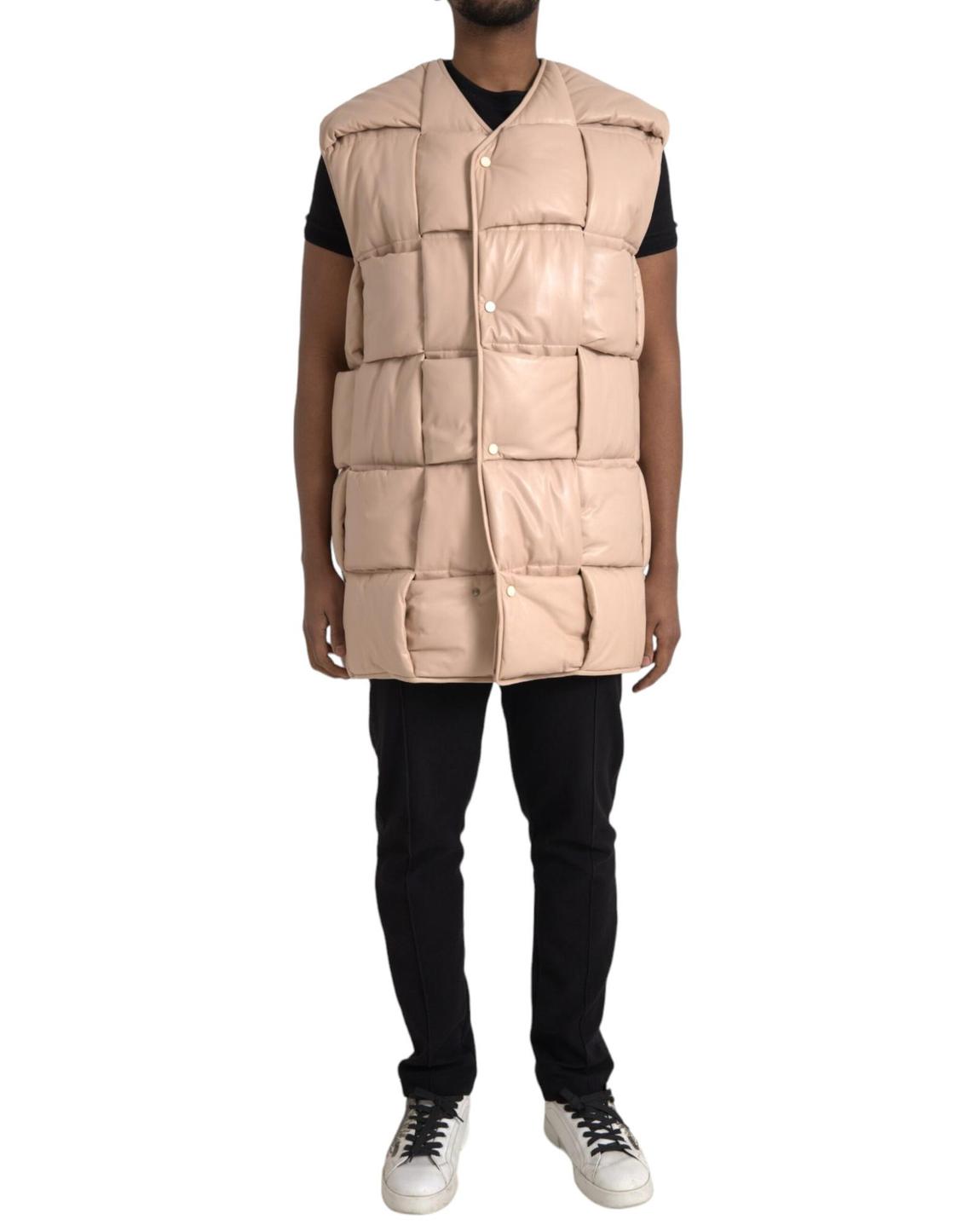 Padded Leather Vest Long Puffer Vest 681156V0VH0 - Beige Jackets main product photo