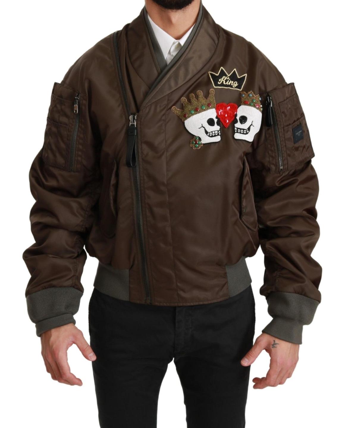 Bomber Jacket Skull King Design - Brown main product photo