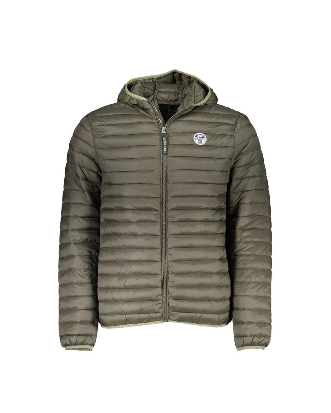 Hooded Padded Jacket Quilted Jacket - Green main product photo