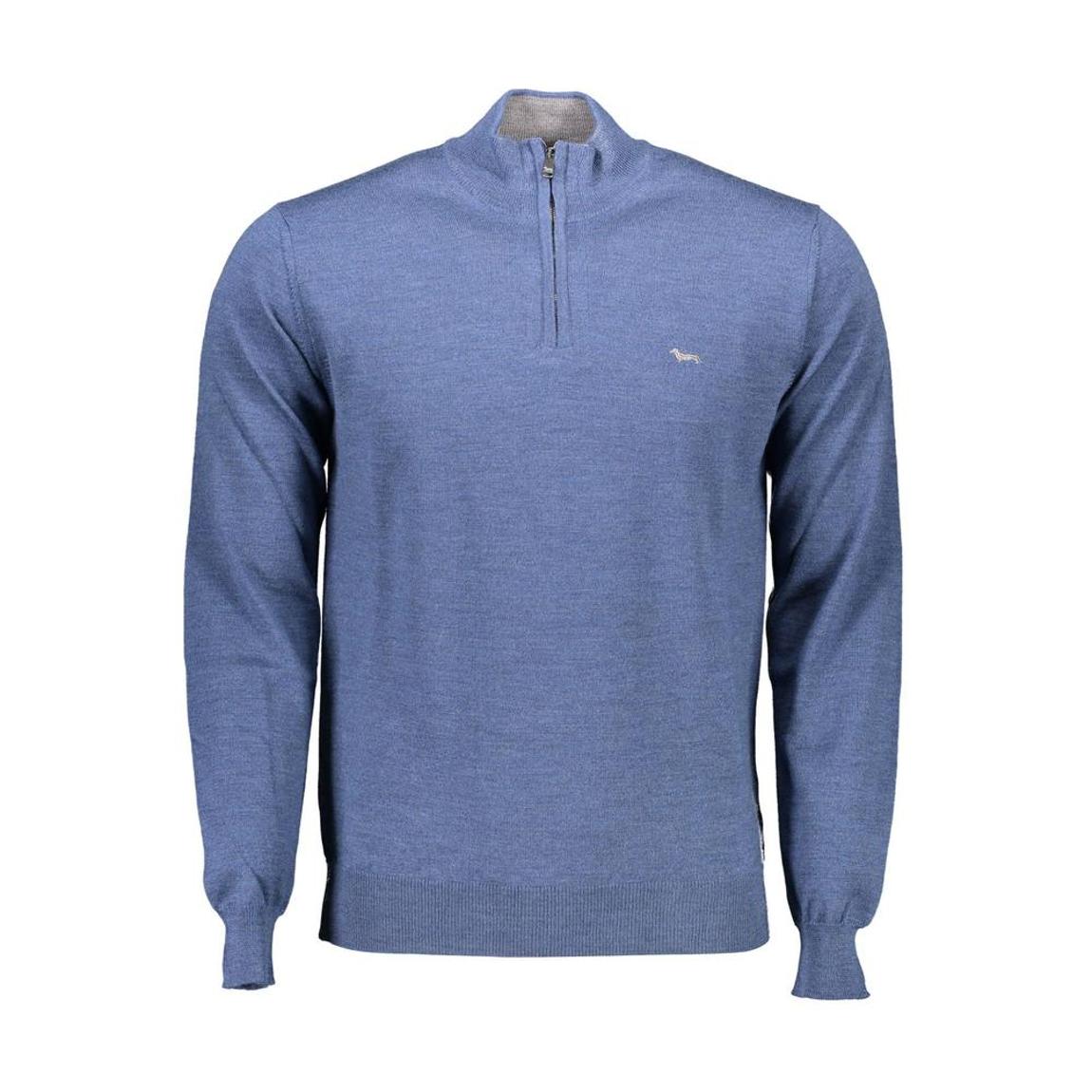 Half Zip Knit Jumper Merino Wool - Blue Sweaters main product photo