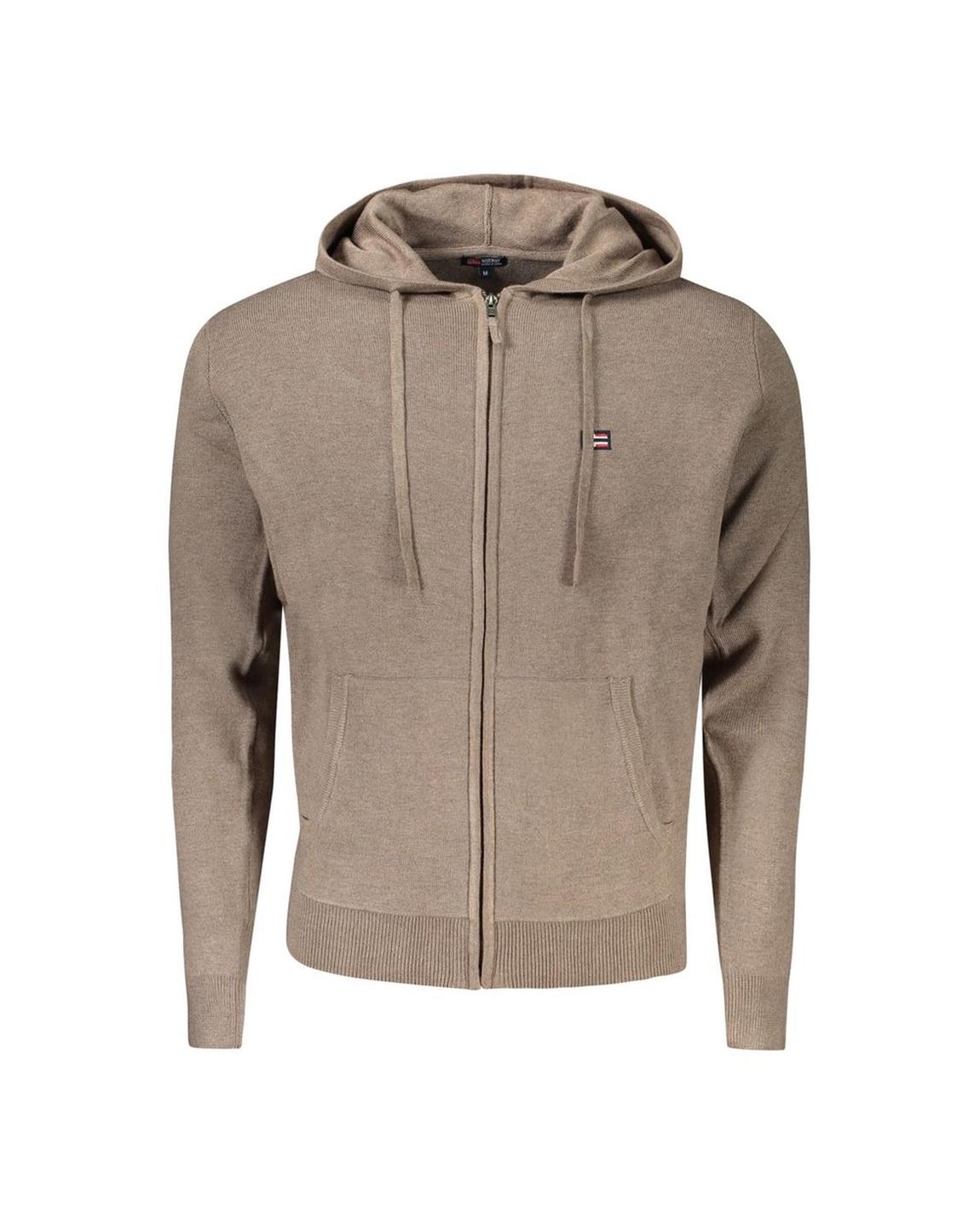 Knit Zip Hoodie Casual Style - Brown Sweaters main product photo