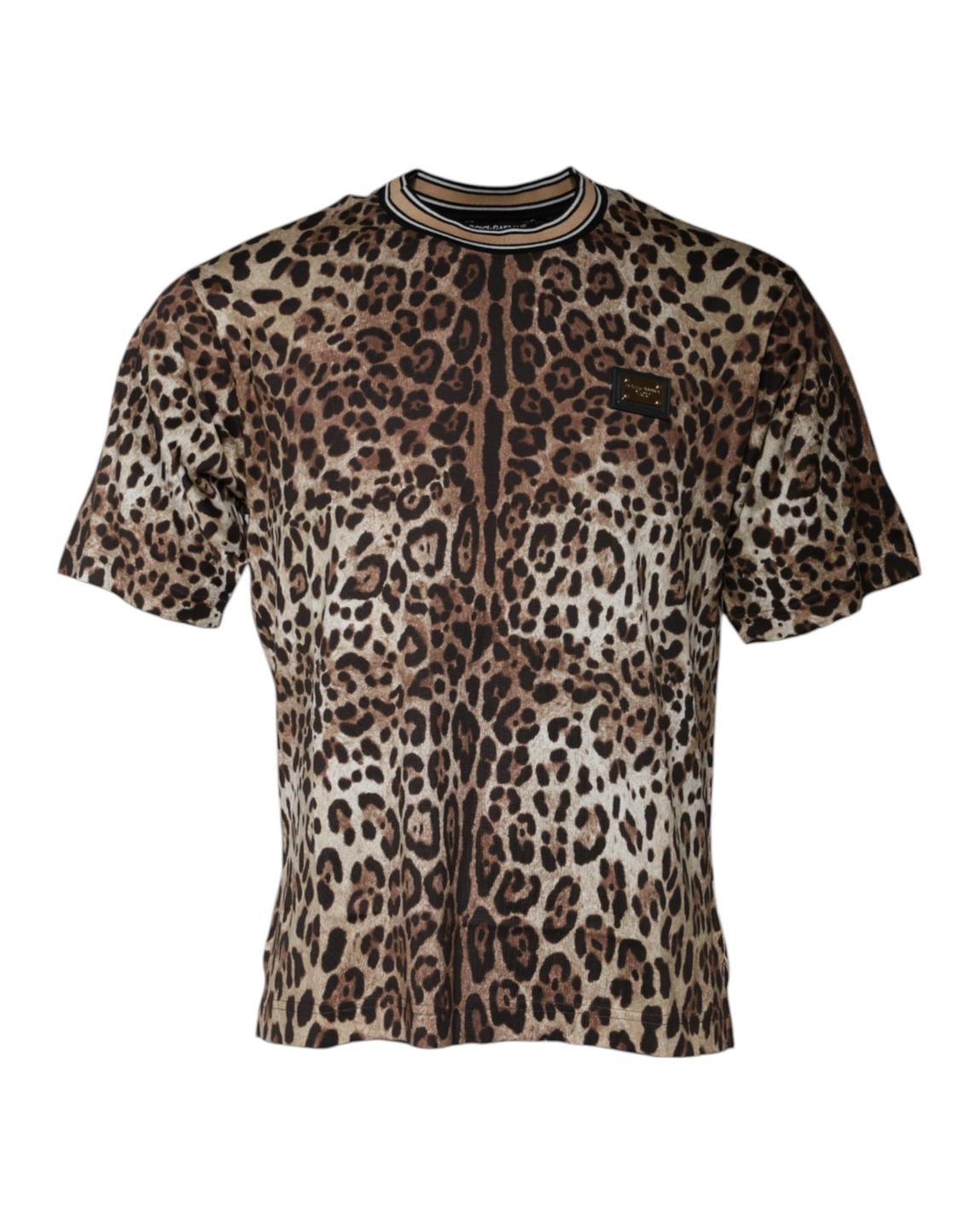 Leopard Print Crew Neck TShirt - Brown T-Shirts main product photo