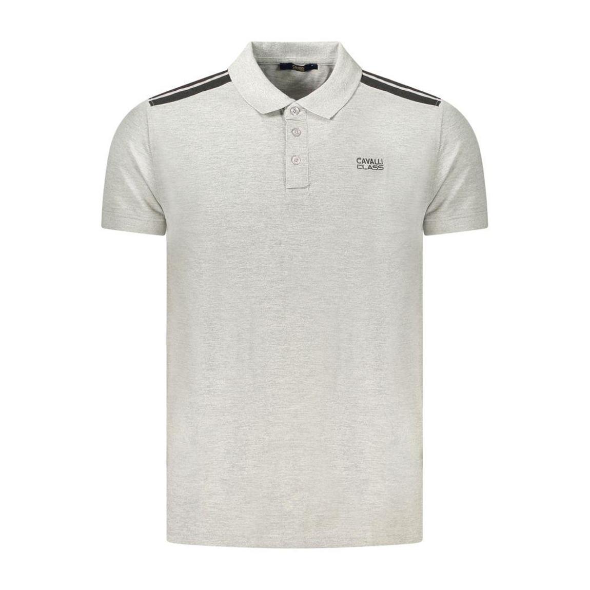 Cavalli Class Polo Shirt with Stripes - Gray main product photo