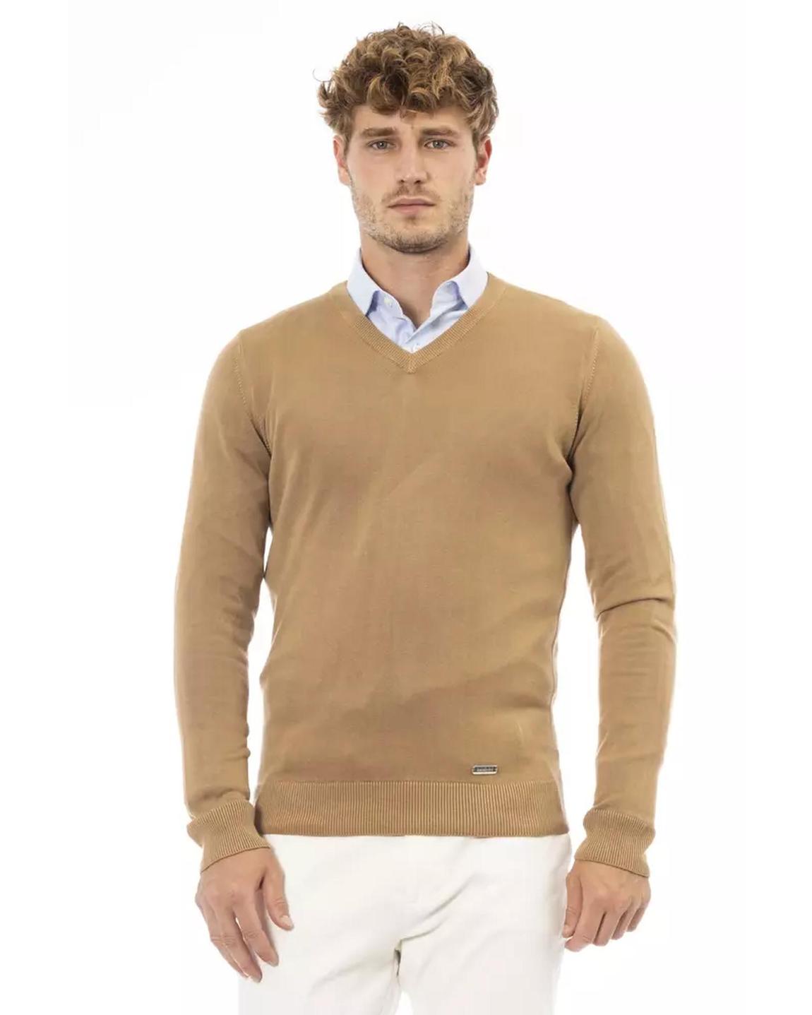VNeck Knit SweaterCamel - Beige main product photo