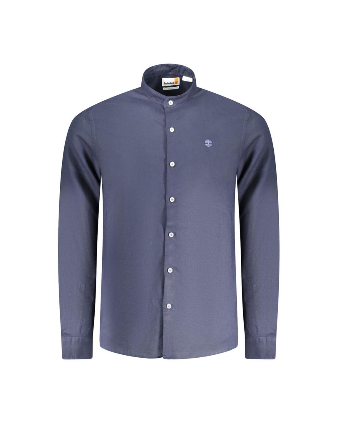 Mandarin Collar Long Sleeve Shirt - Blue main product photo