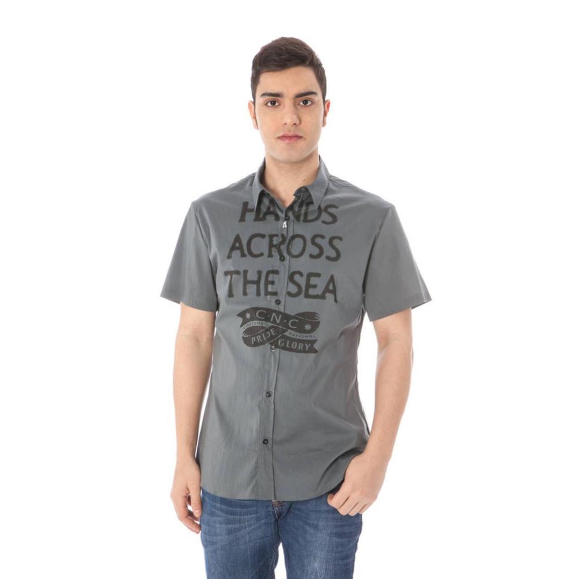 Short Sleeve Shirt Casual Graphic Print - Gray main product photo