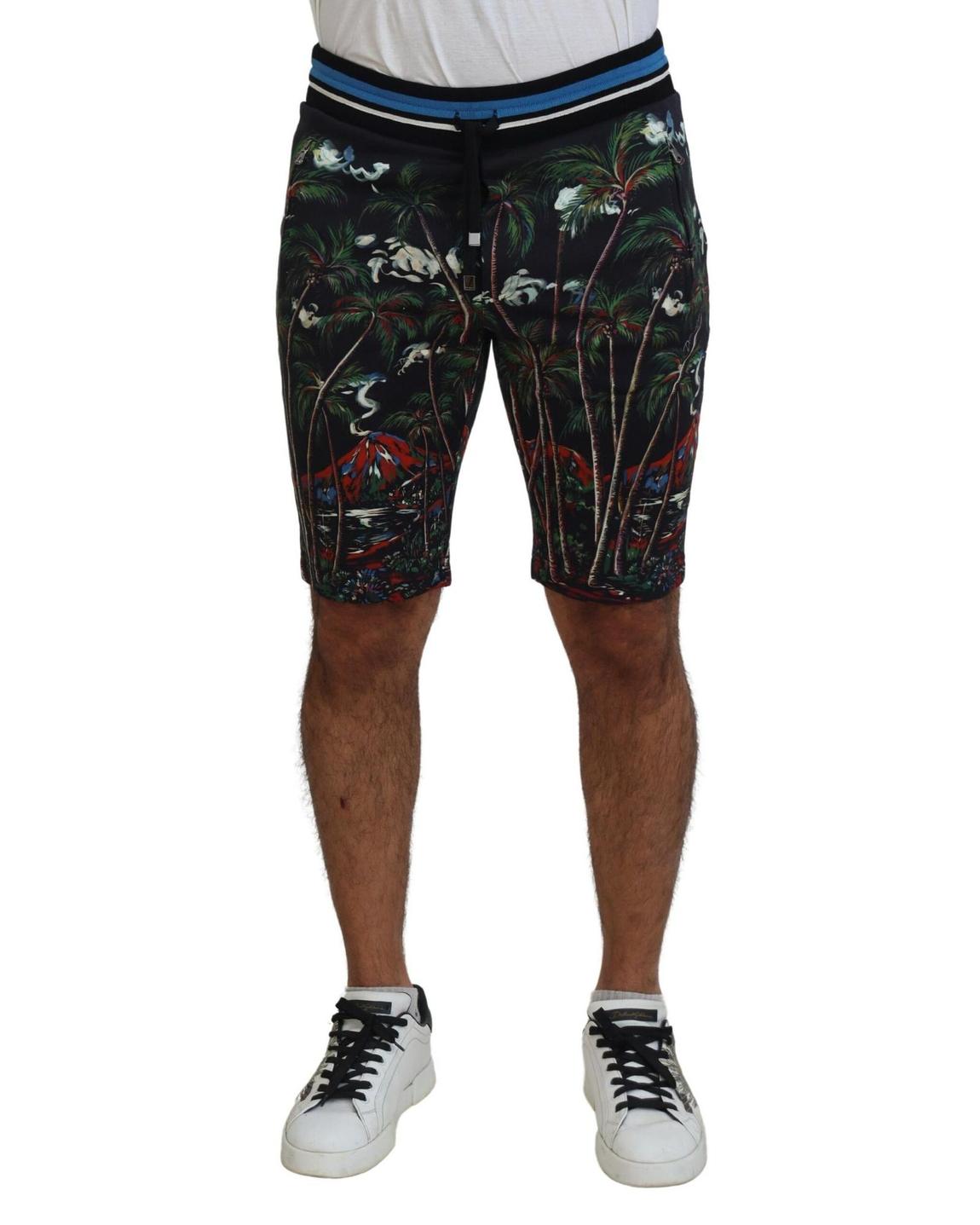 Tropical Print Shorts Summer Style - Black main product photo