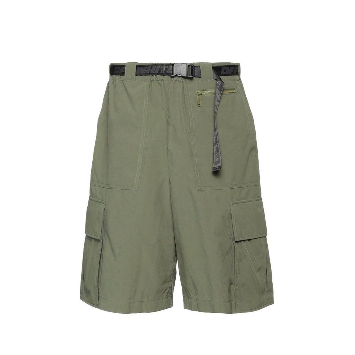 Elasticated Waist Bermuda Shorts with Removable Belt - Green main product photo