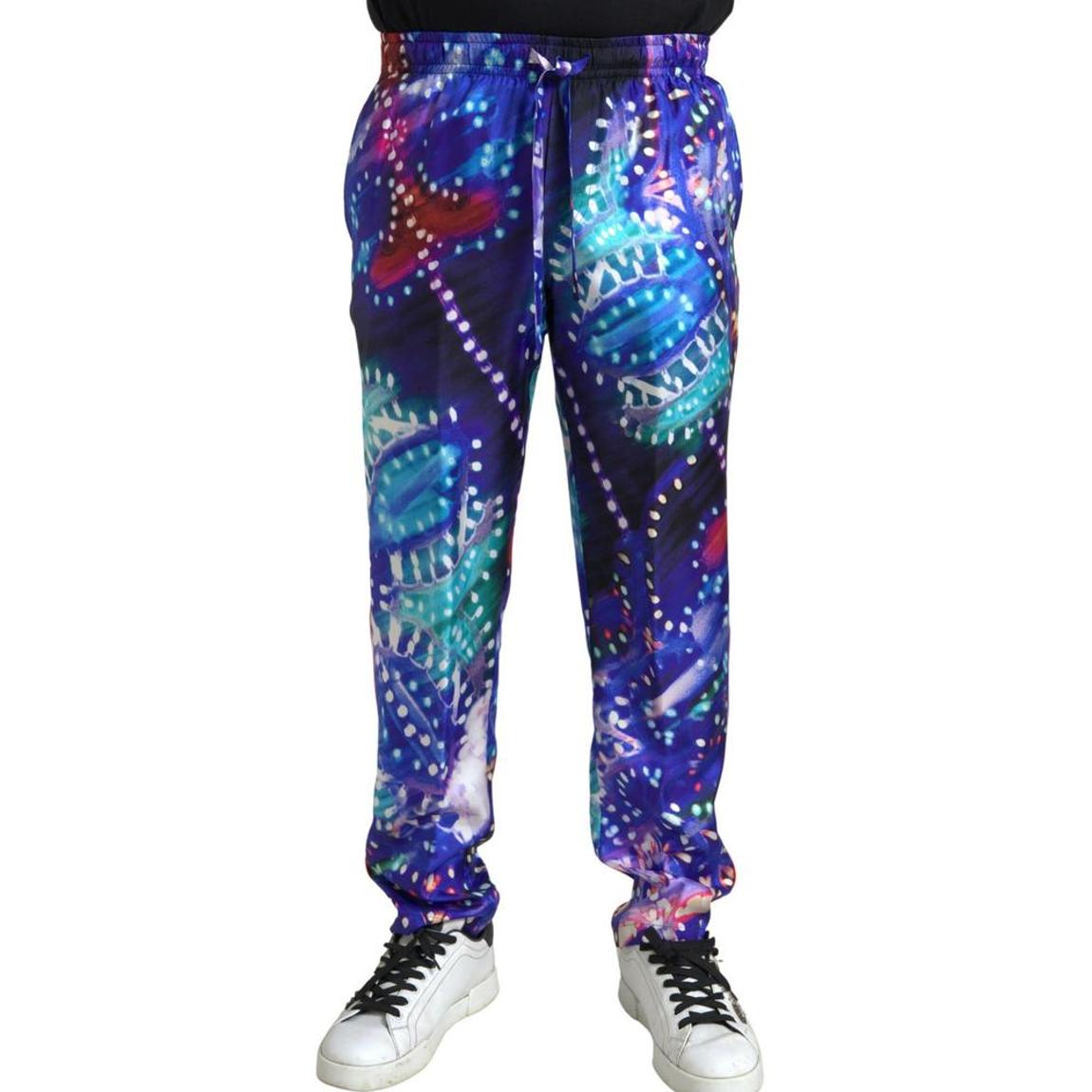 Abstract Print Silk Trousers PAN74851- Multicolor Jeans main product photo