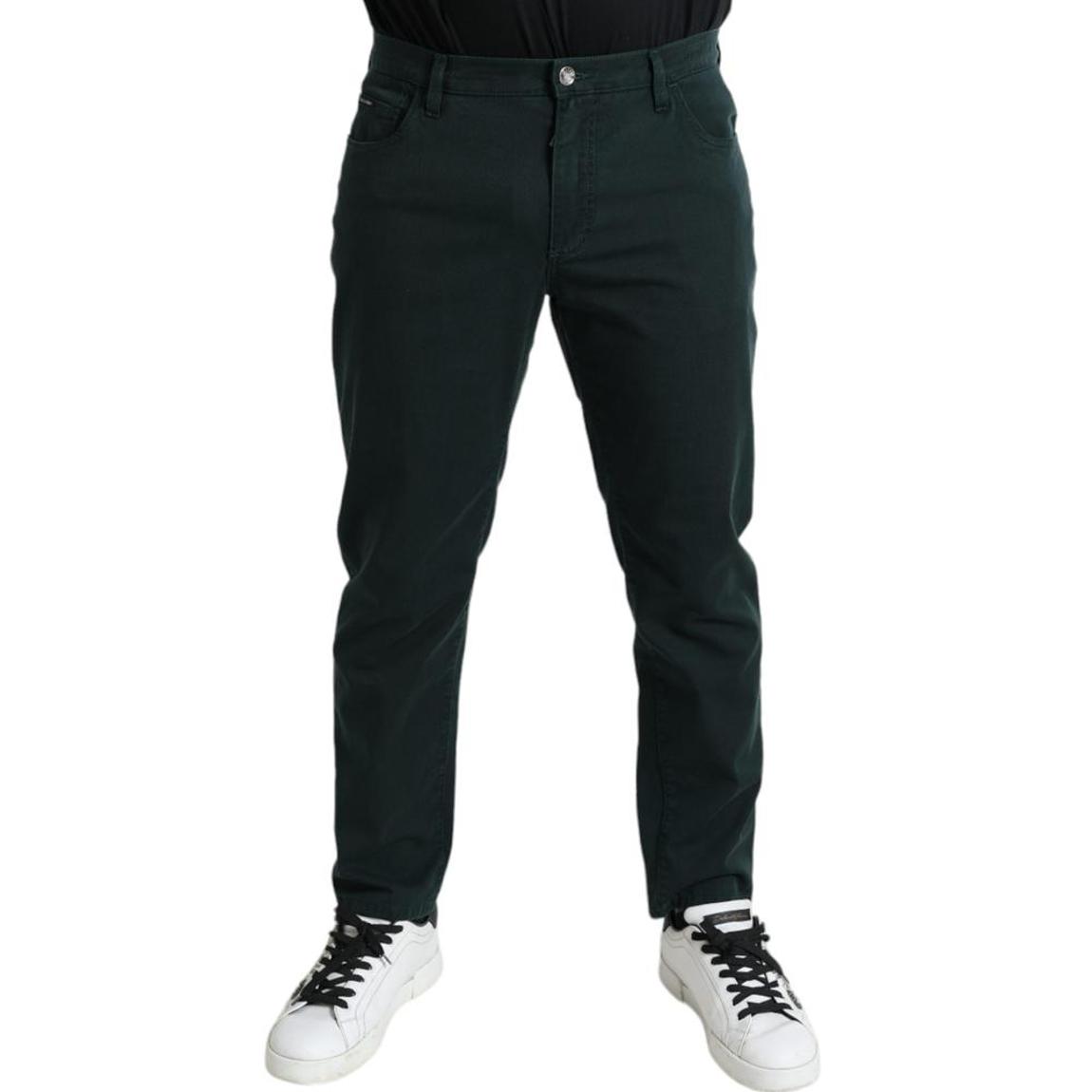 Slim Fit Cotton Trousers - Green Jeans main product photo
