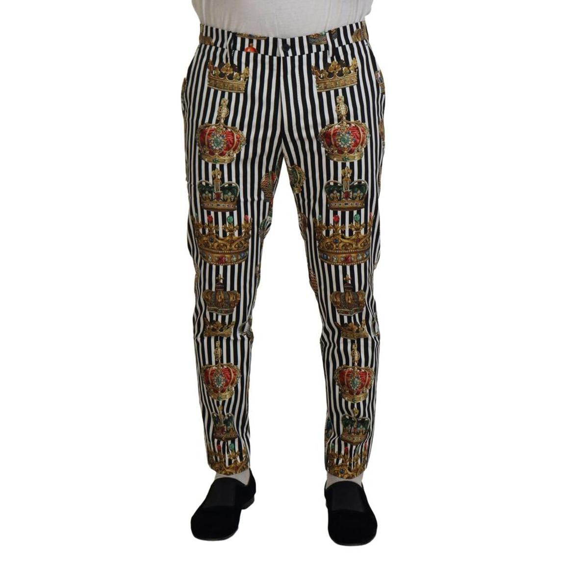 Crown Print Trousers BlackWhite StripesJeans main product photo