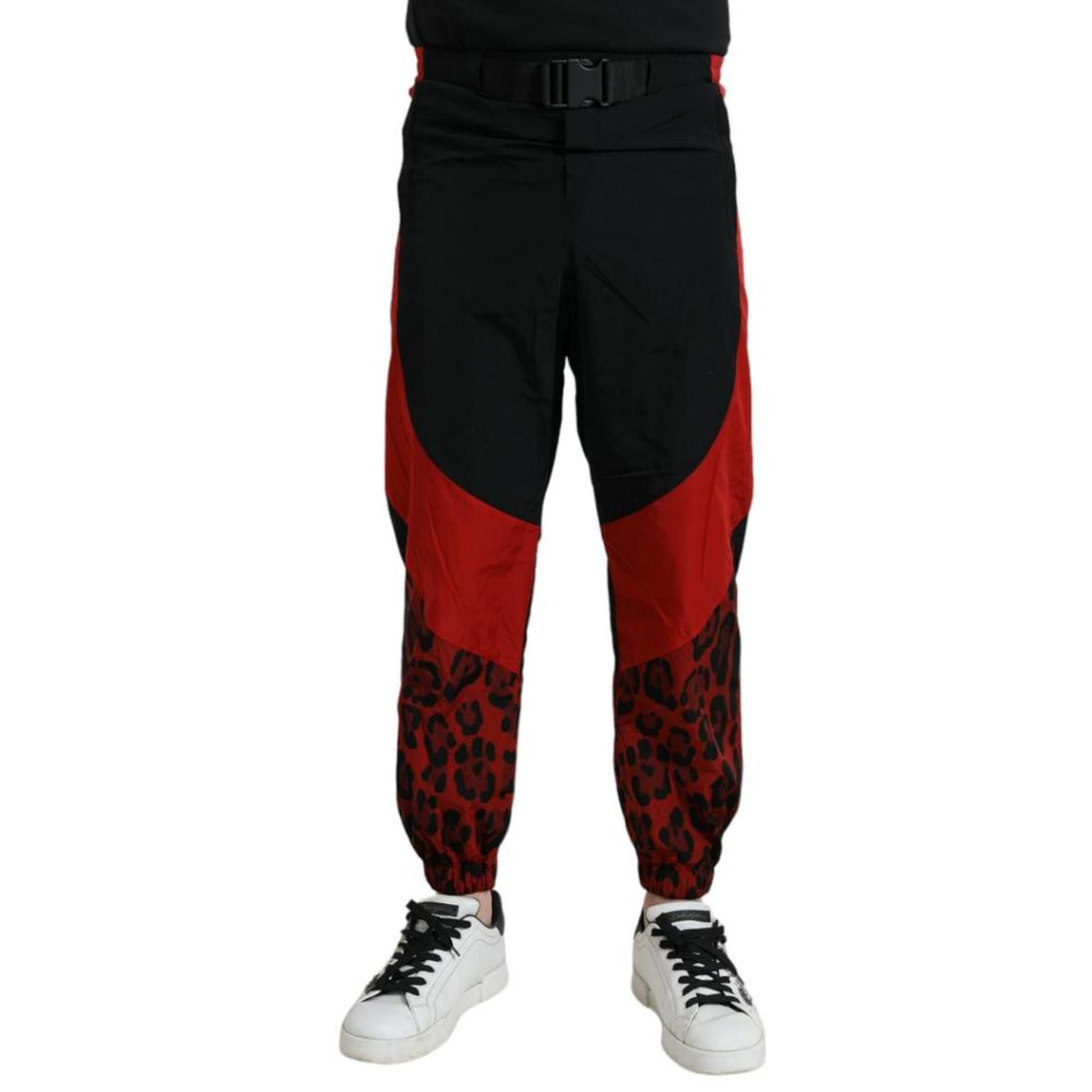 Leopard Print Joggers - Black And Red Jeans main product photo