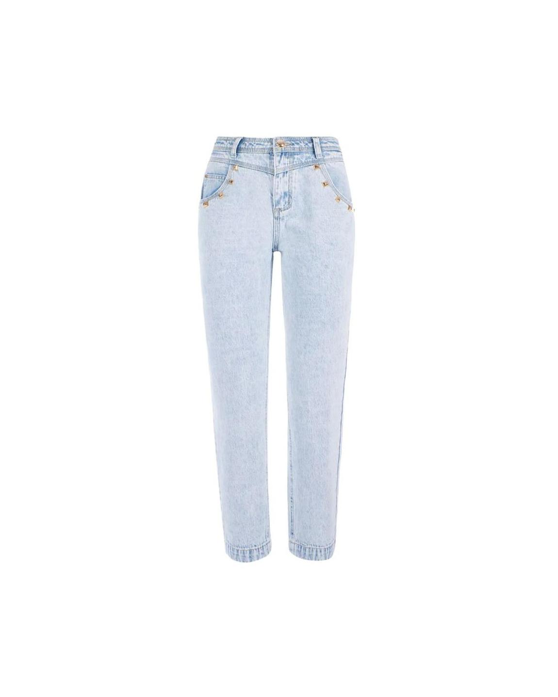 Star Embellished Straight Leg Jeans Wo - Light Blue Jeans main product photo